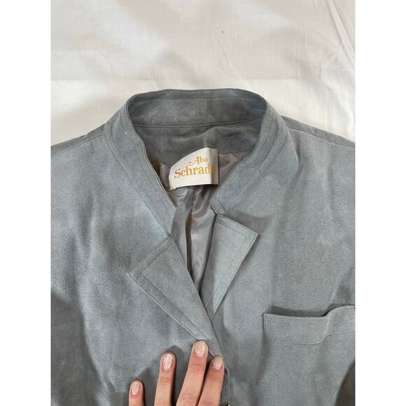Abe Schrader Vintage 70s Gray Ultra Suede Blazer Jacket Size 8 Women’s ILGWU - Picture 4 of 10